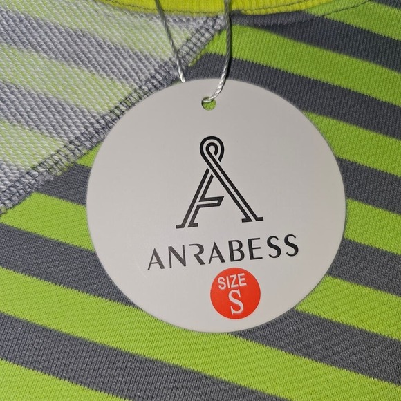 Anrabess Striped Lime Green and Grey Knit Henley Sweatshirt Size S - Picture 4 of 6